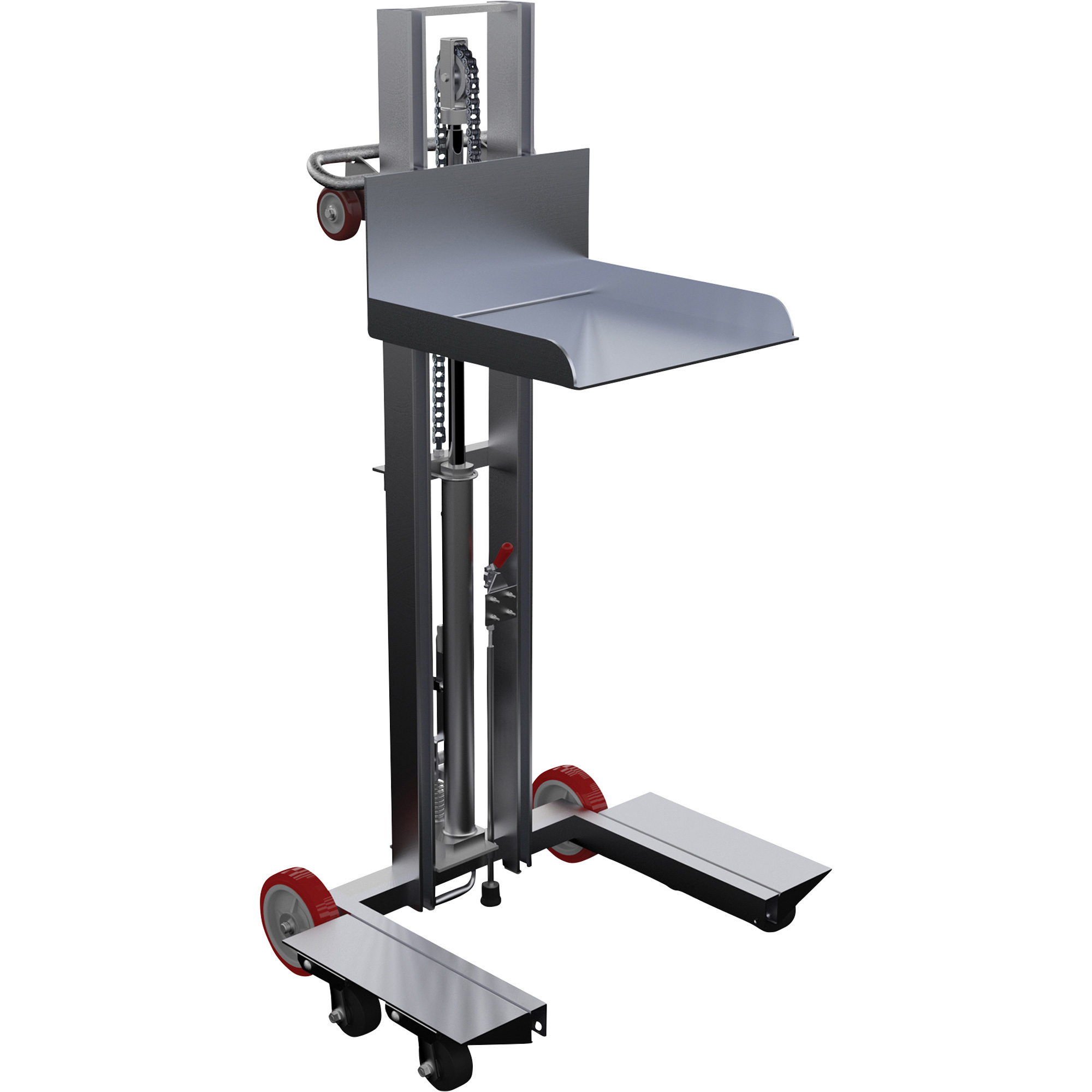 Vestil Aluminum Low-Profile Lite Load Lift with Foot Pump, 20in.L x 19 1/2in.W, 400-Lb. Capacity, Model# ALLPH-500-4SFL